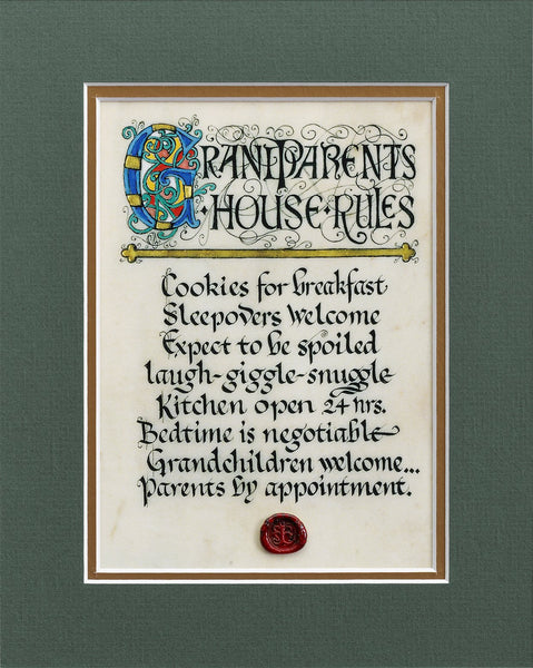 Grandparents House Rules - Double Matted Celtic Art Print