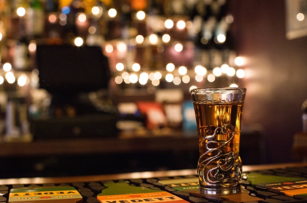 Pewter Shot Glass Holder & Glass